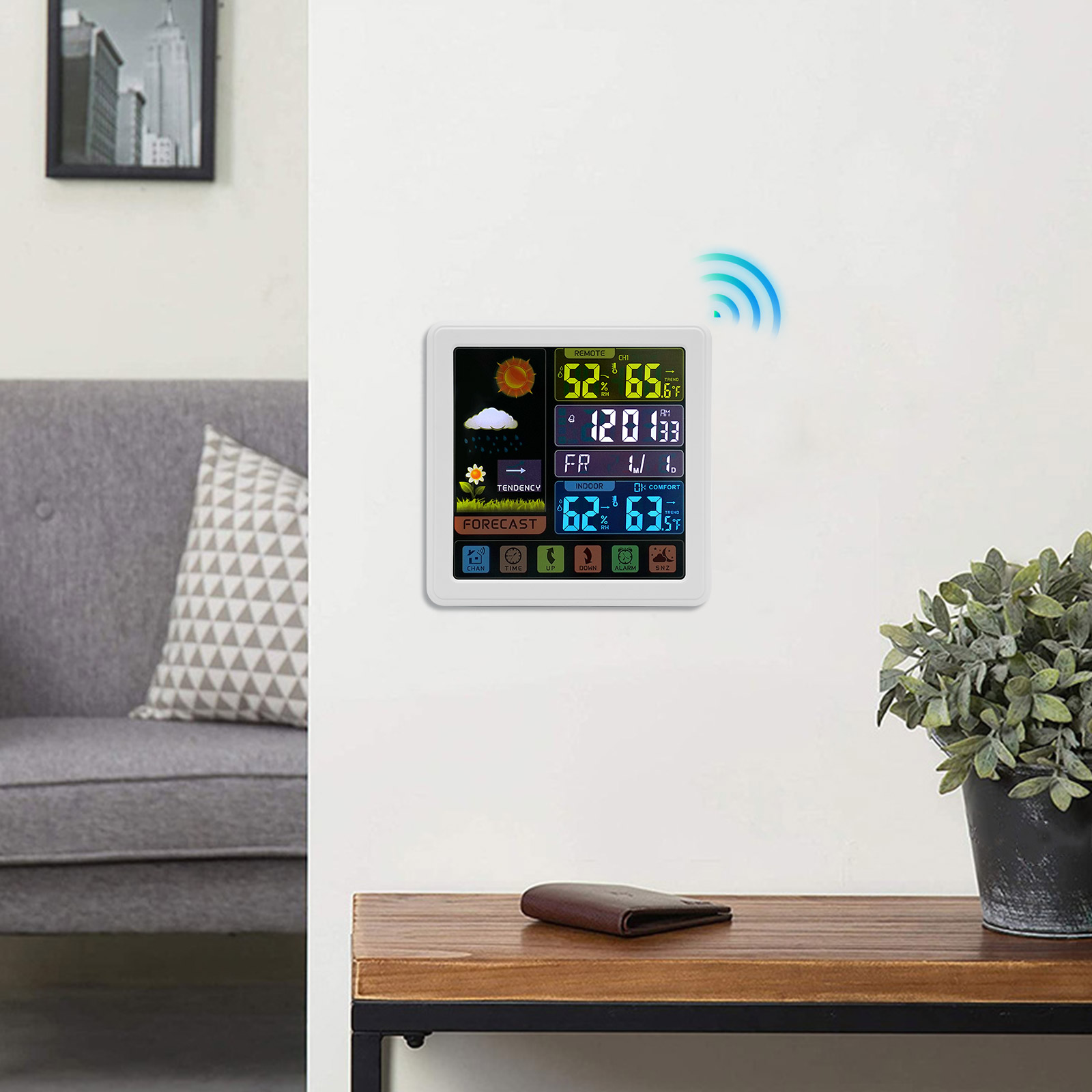 Wetterstation mit Funksensor für Außen und Innen, Wettervorhersage, Temperaturüberwachung