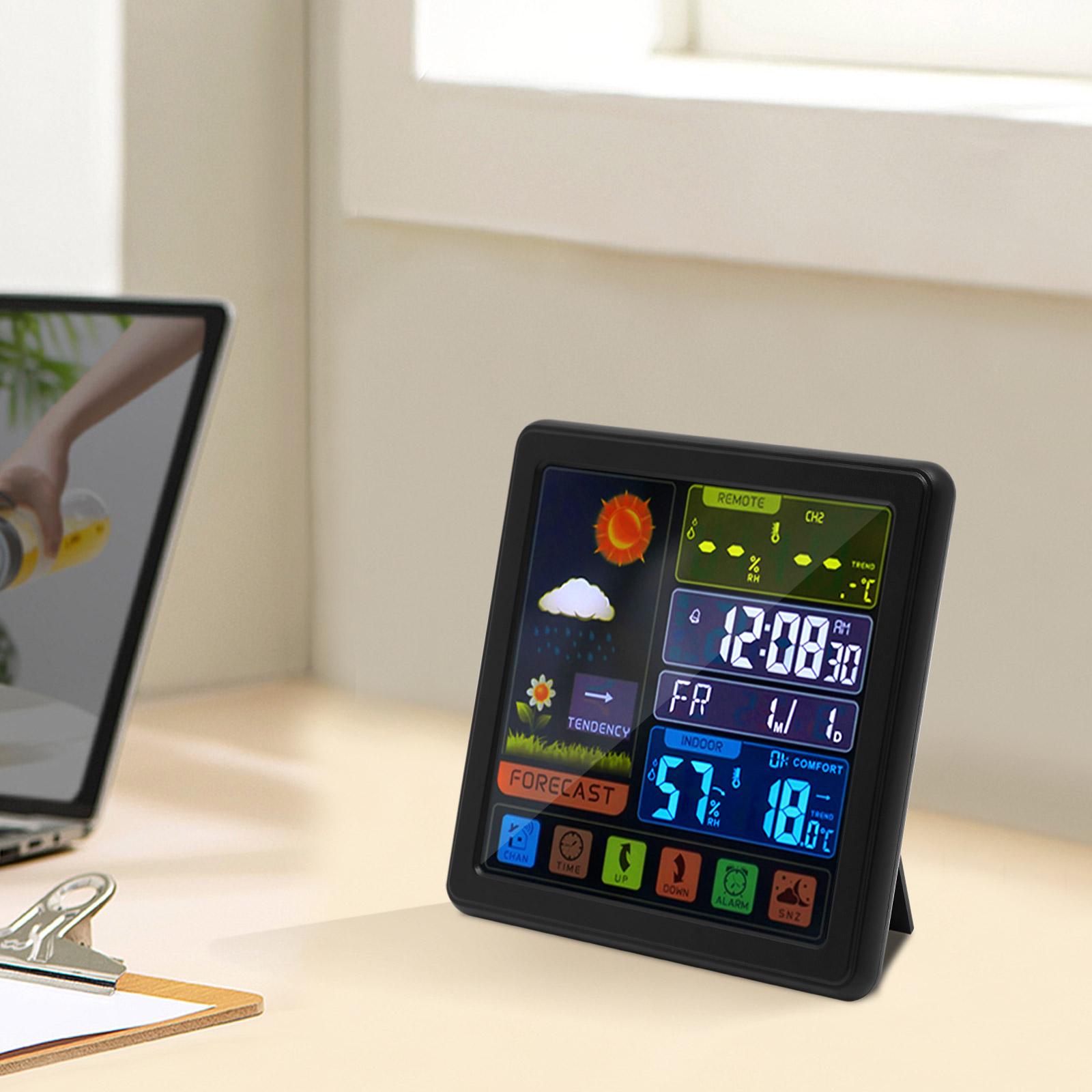 Wetterstation Thermometer Kabelloser Temperatur- und Feuchtigkeitsmonitor mit batteriebetriebenem Sensor Wetterstation Thermometer Kabelloser Temperatur- und Feuchtigkeitsmonitor mit batteriebetriebenem Sensor