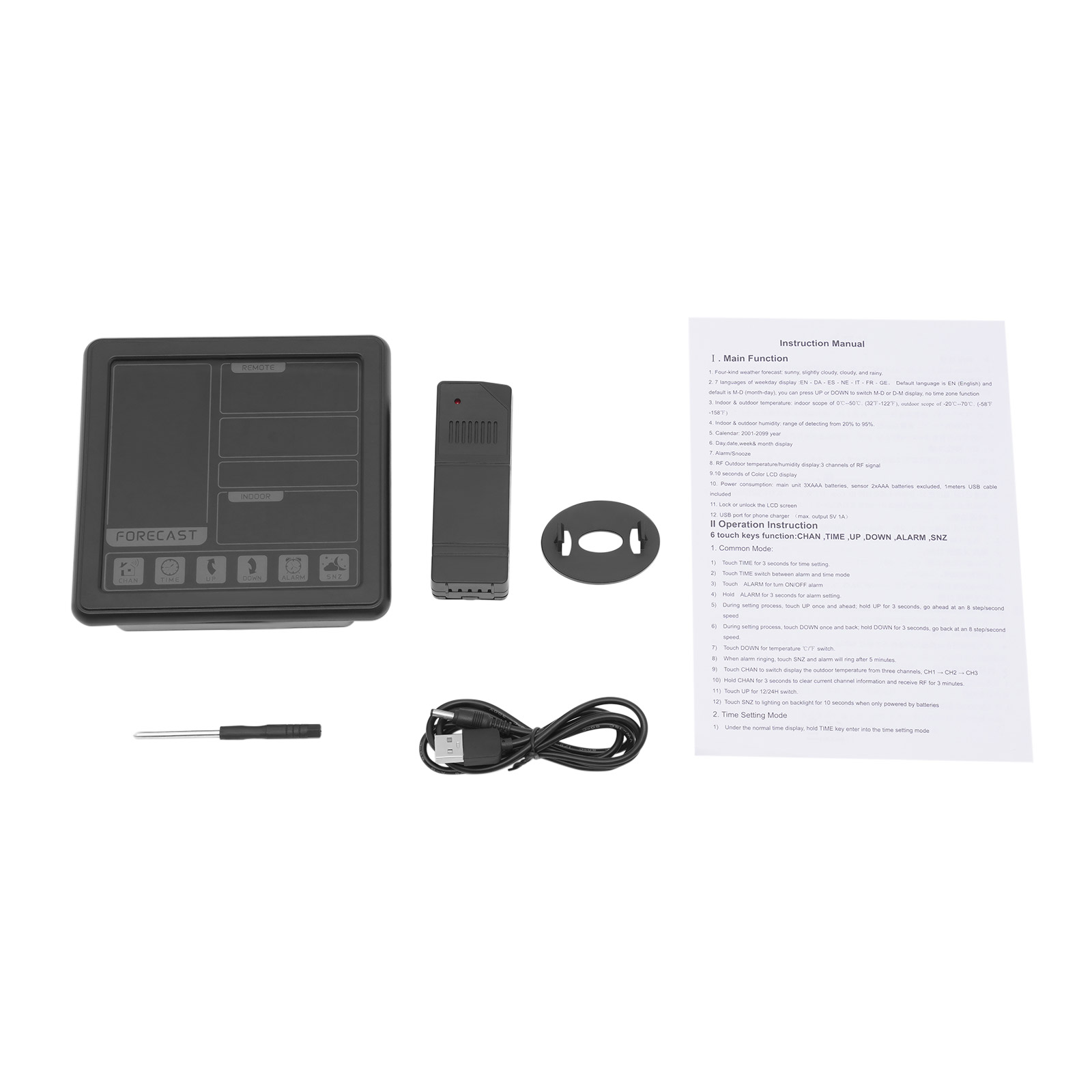 Wetterstation Thermometer Kabelloser Temperatur- und Feuchtigkeitsmonitor mit batteriebetriebenem Sensor Wetterstation Thermometer Kabelloser Temperatur- und Feuchtigkeitsmonitor mit batteriebetriebenem Sensor