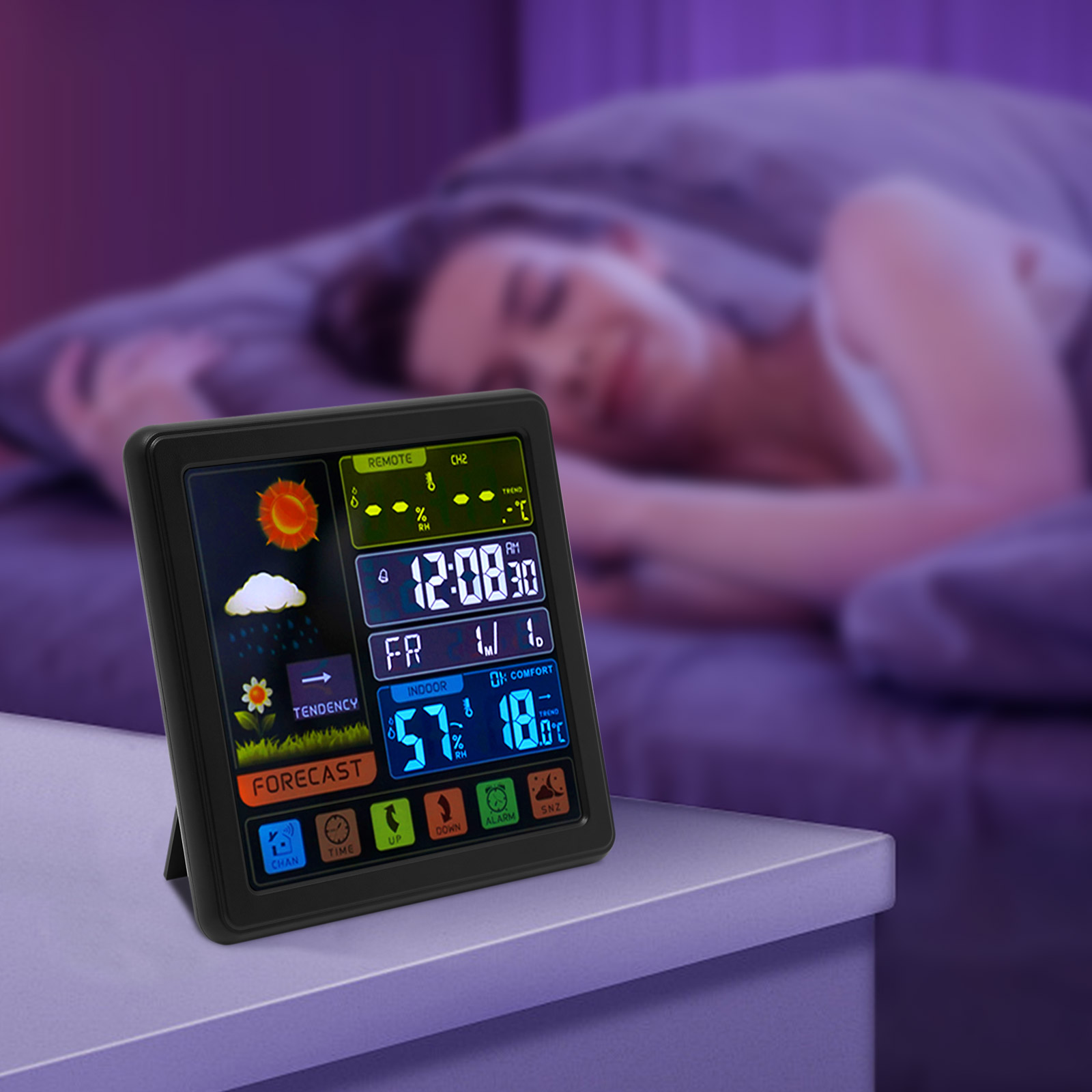 Wetterstation Thermometer Kabelloser Temperatur- und Feuchtigkeitsmonitor mit batteriebetriebenem Sensor Wetterstation Thermometer Kabelloser Temperatur- und Feuchtigkeitsmonitor mit batteriebetriebenem Sensor