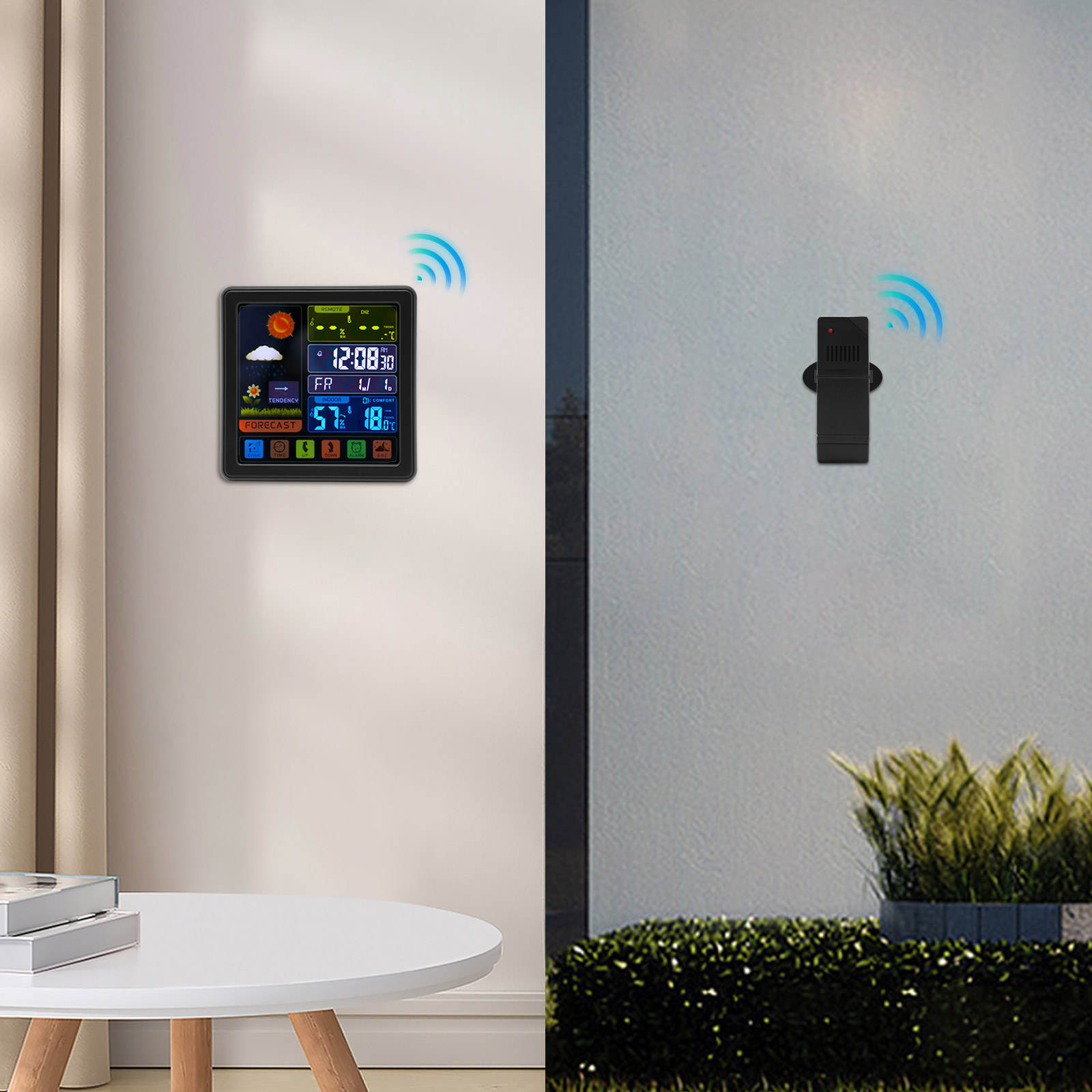 Wetterstation Thermometer Kabelloser Temperatur- und Feuchtigkeitsmonitor mit batteriebetriebenem Sensor Wetterstation Thermometer Kabelloser Temperatur- und Feuchtigkeitsmonitor mit batteriebetriebenem Sensor