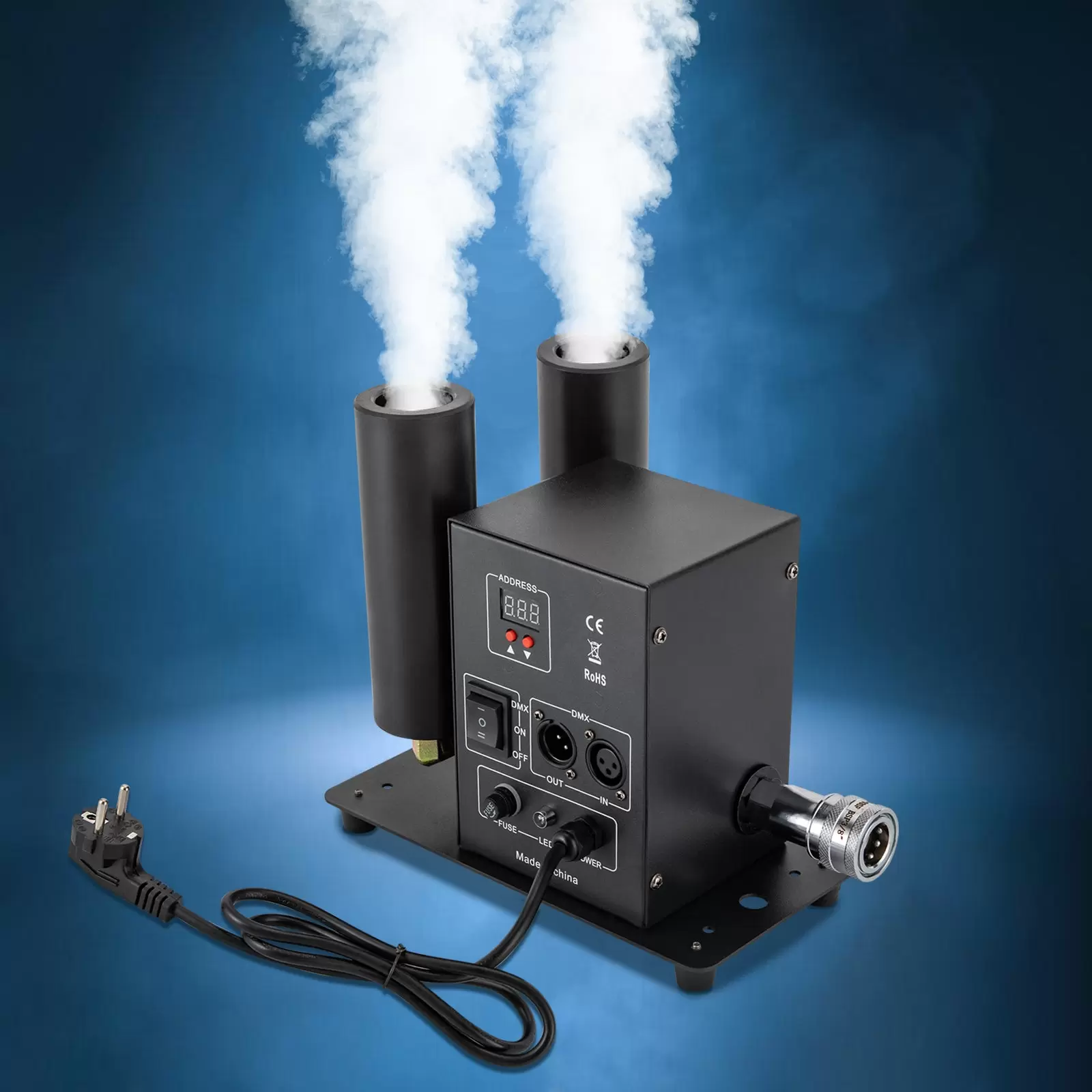 Jet Nebelmaschine Doppelrohr CO2 Cryo Fog Machine CO2 Kanone + 5m Schlauch CO2 Jet Maschine mit Lichteffekt