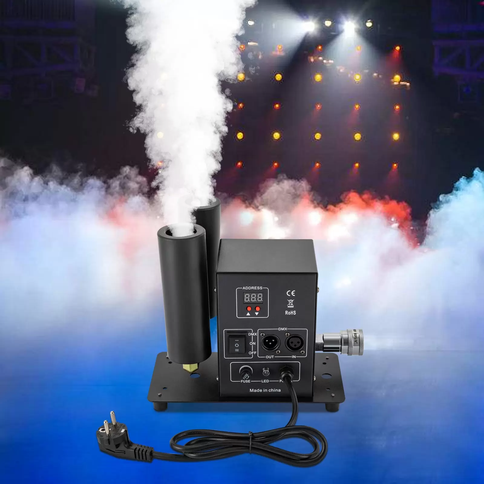 Jet Nebelmaschine Doppelrohr CO2 Cryo Fog Machine CO2 Kanone + 5m Schlauch CO2 Jet Maschine mit Lichteffekt Jet Nebelmaschine Doppelrohr CO2 Cryo Fog Machine CO2 Kanone + 5m Schlauch CO2 Jet Maschine mit Lichteffekt