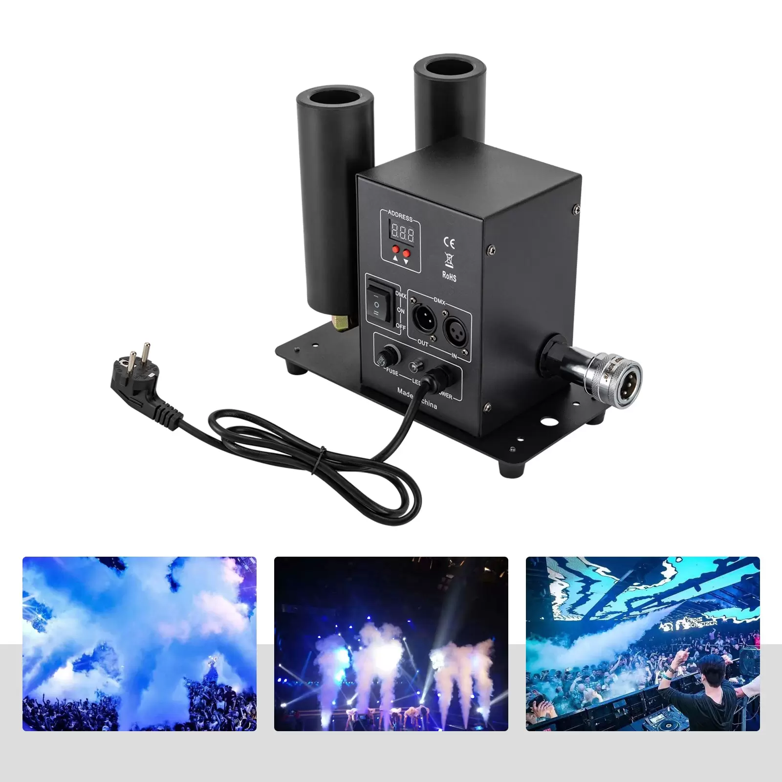 Jet Nebelmaschine Doppelrohr CO2 Cryo Fog Machine CO2 Kanone + 5m Schlauch CO2 Jet Maschine mit Lichteffekt Jet Nebelmaschine Doppelrohr CO2 Cryo Fog Machine CO2 Kanone + 5m Schlauch CO2 Jet Maschine mit Lichteffekt