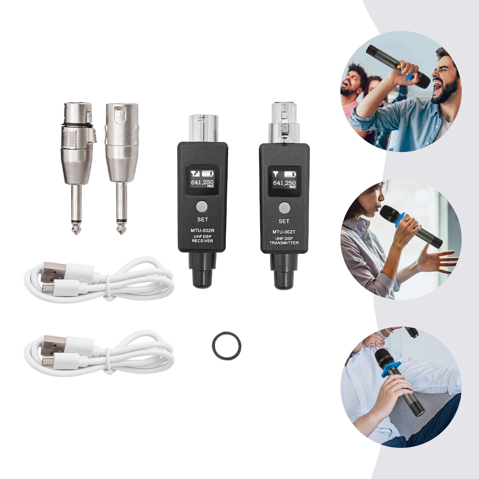 UHF-Funkmikrofonsender und -empfänger, Frequenzgang: 20 Hz-20 kHz, FM-Taste, LED-Anzeige UHF-Funkmikrofonsender und -empfänger, Frequenzgang: 20 Hz-20 kHz, FM-Taste, LED-Anzeige