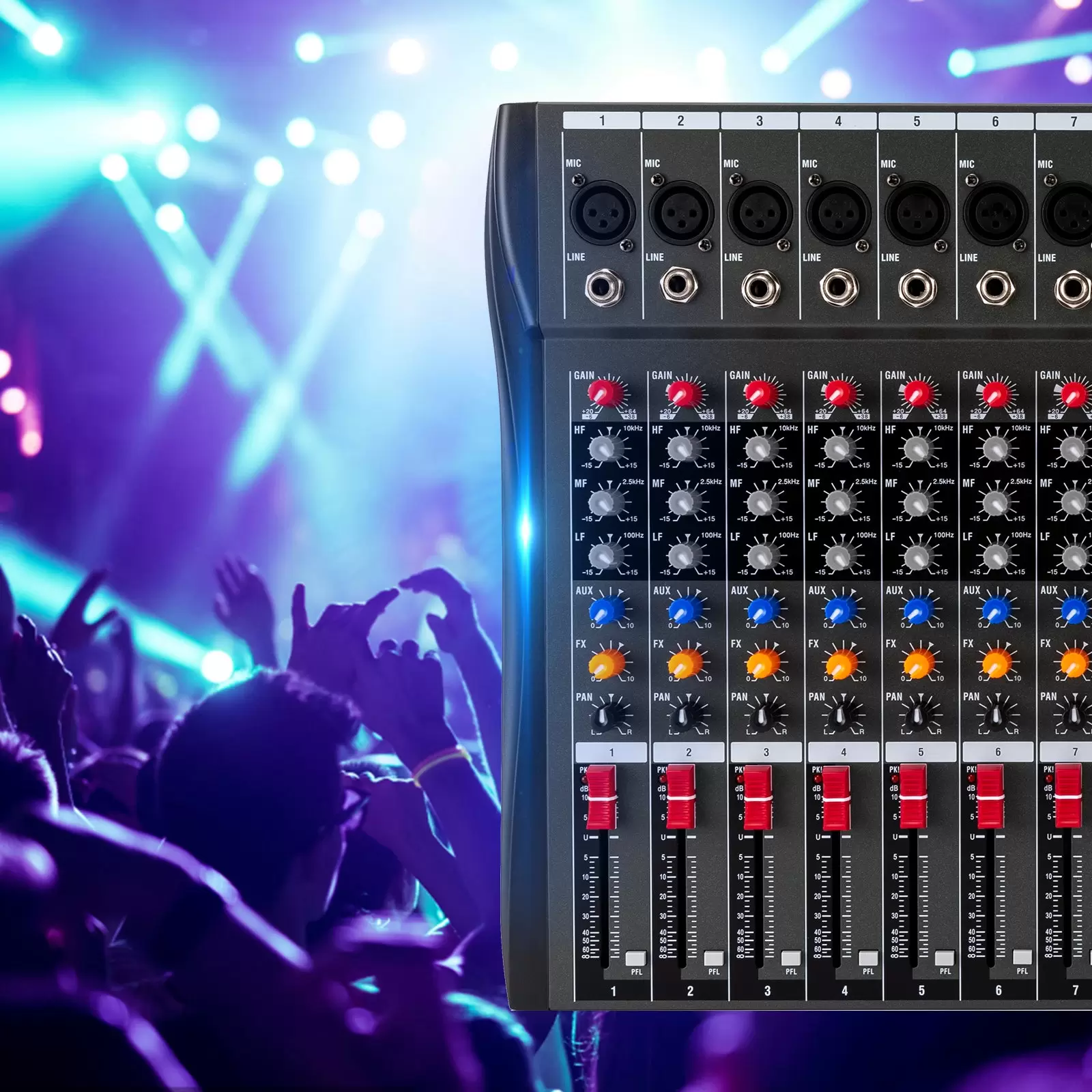 12 Live Audio bluetooth Audio Mixer DJ Sound Controller für Computer Recording 12-Kanal Studio Audio Mixer mit XLR Mikrofon Sockel
