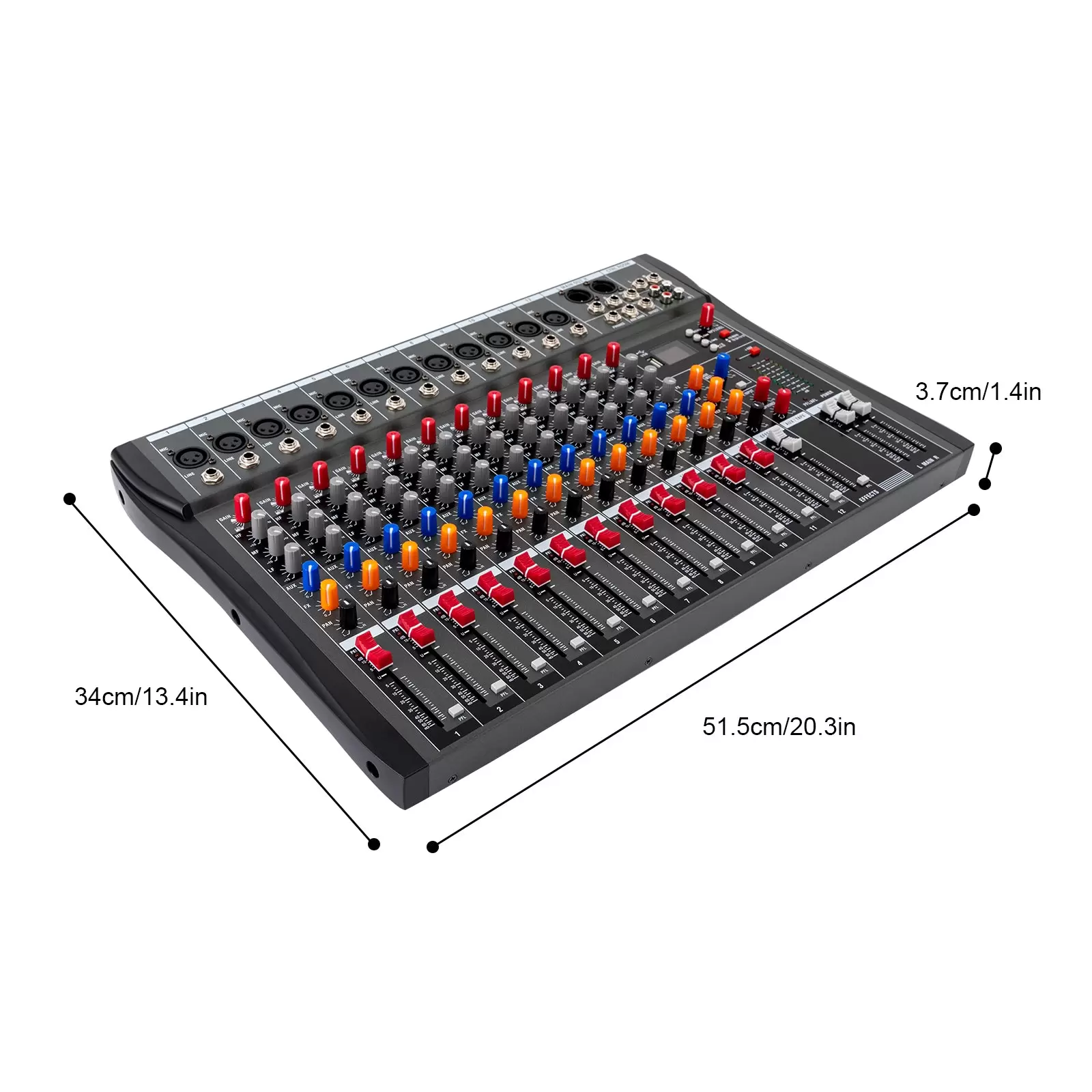 12 Live Audio bluetooth Audio Mixer DJ Sound Controller für Computer Recording 12-Kanal Studio Audio Mixer mit XLR Mikrofon Sockel
