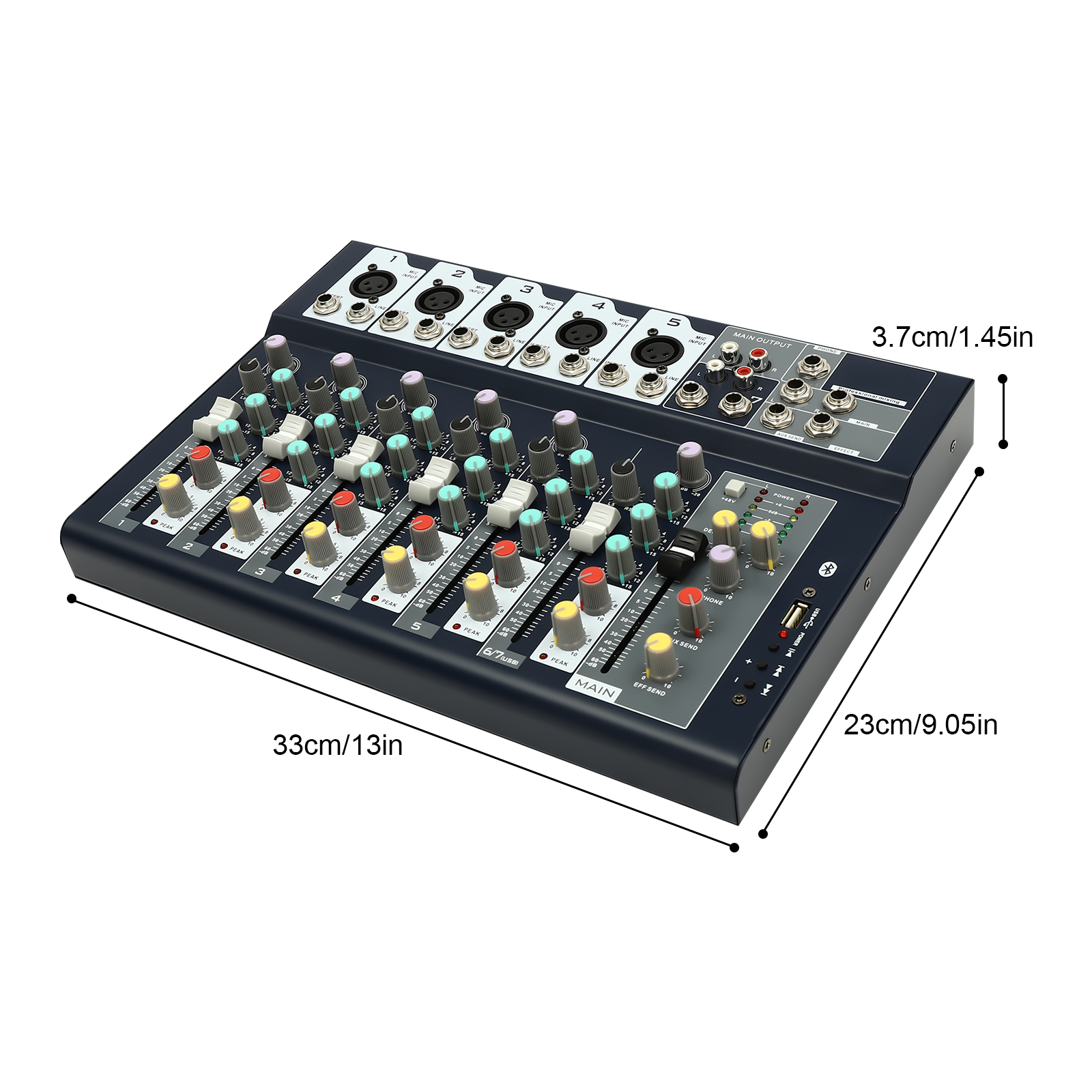 Professioneller 7-Kanal-Soundmixer Audio-Powered Mixer 7-Kanal-Soundkonsole Professioneller 7-Kanal-Soundmixer Audio-Powered Mixer 7-Kanal-Soundkonsole