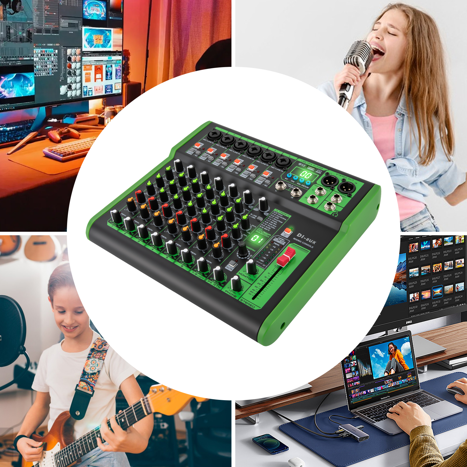 Professioneller Mixer der 8UX-Serie mit 99 digitalen DSP-Effekten Professioneller Mixer der 8UX-Serie mit 99 digitalen DSP-Effekten