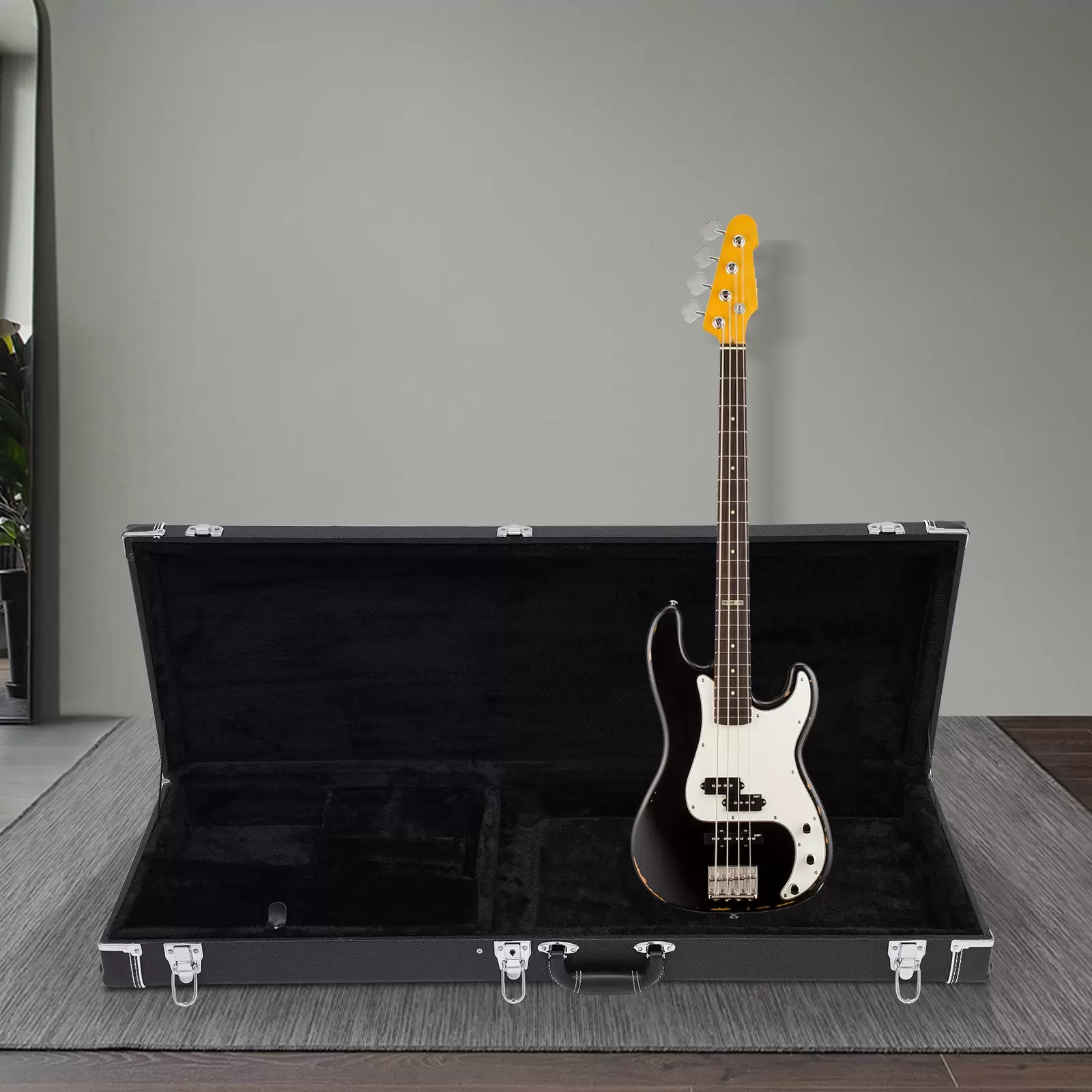 Hartschalenkoffer für E-Gitarre, Rechteckige Holz-Hartschalentasche für ST TL Style mit Verriegelungspolsterung (Schwarz) Hartschalenkoffer für E-Gitarre, Rechteckige Holz-Hartschalentasche für ST TL Style mit Verriegelungspolsterung (Schwarz)