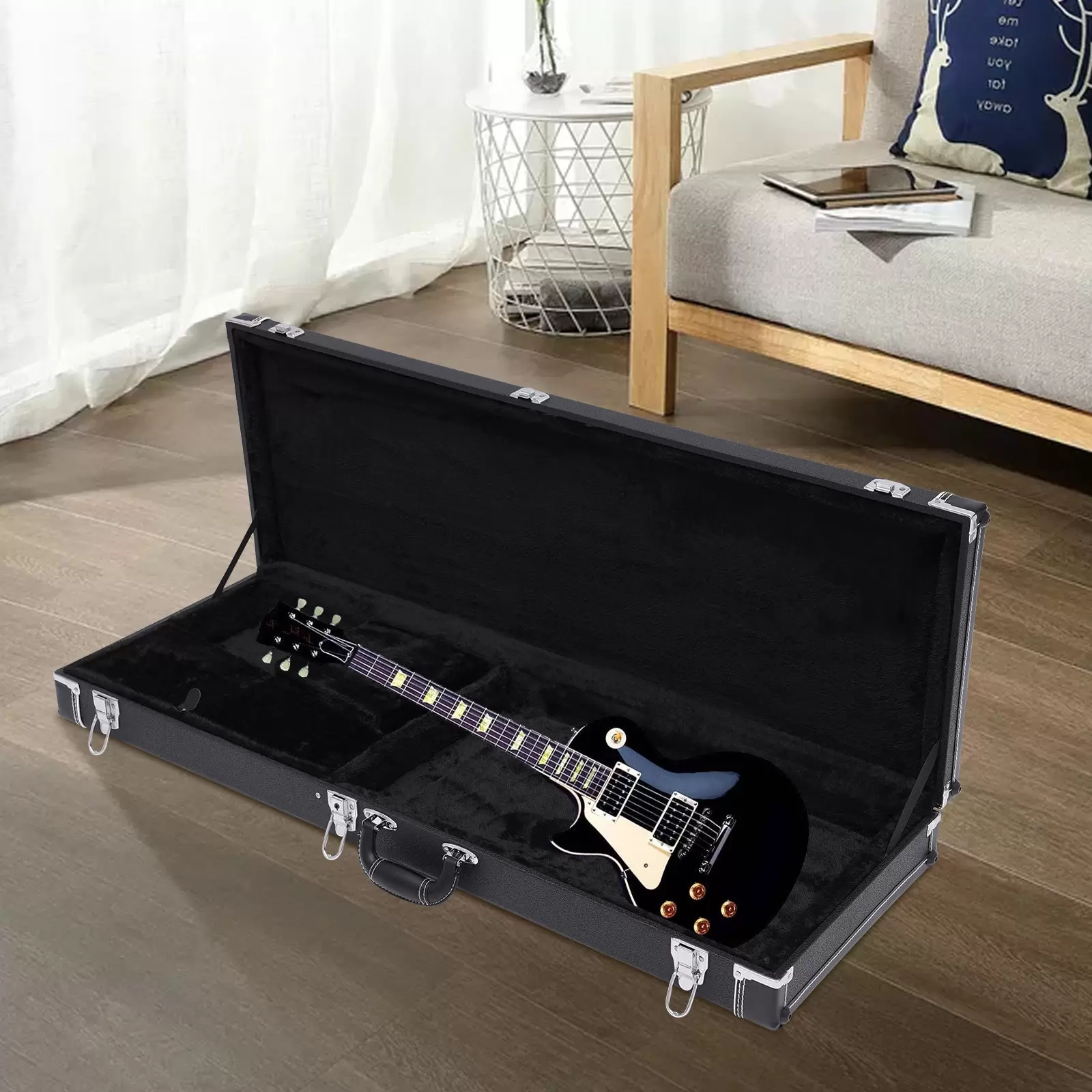 Hartschalenkoffer für E-Gitarre, Rechteckige Holz-Hartschalentasche für ST TL Style mit Verriegelungspolsterung (Schwarz) Hartschalenkoffer für E-Gitarre, Rechteckige Holz-Hartschalentasche für ST TL Style mit Verriegelungspolsterung (Schwarz)