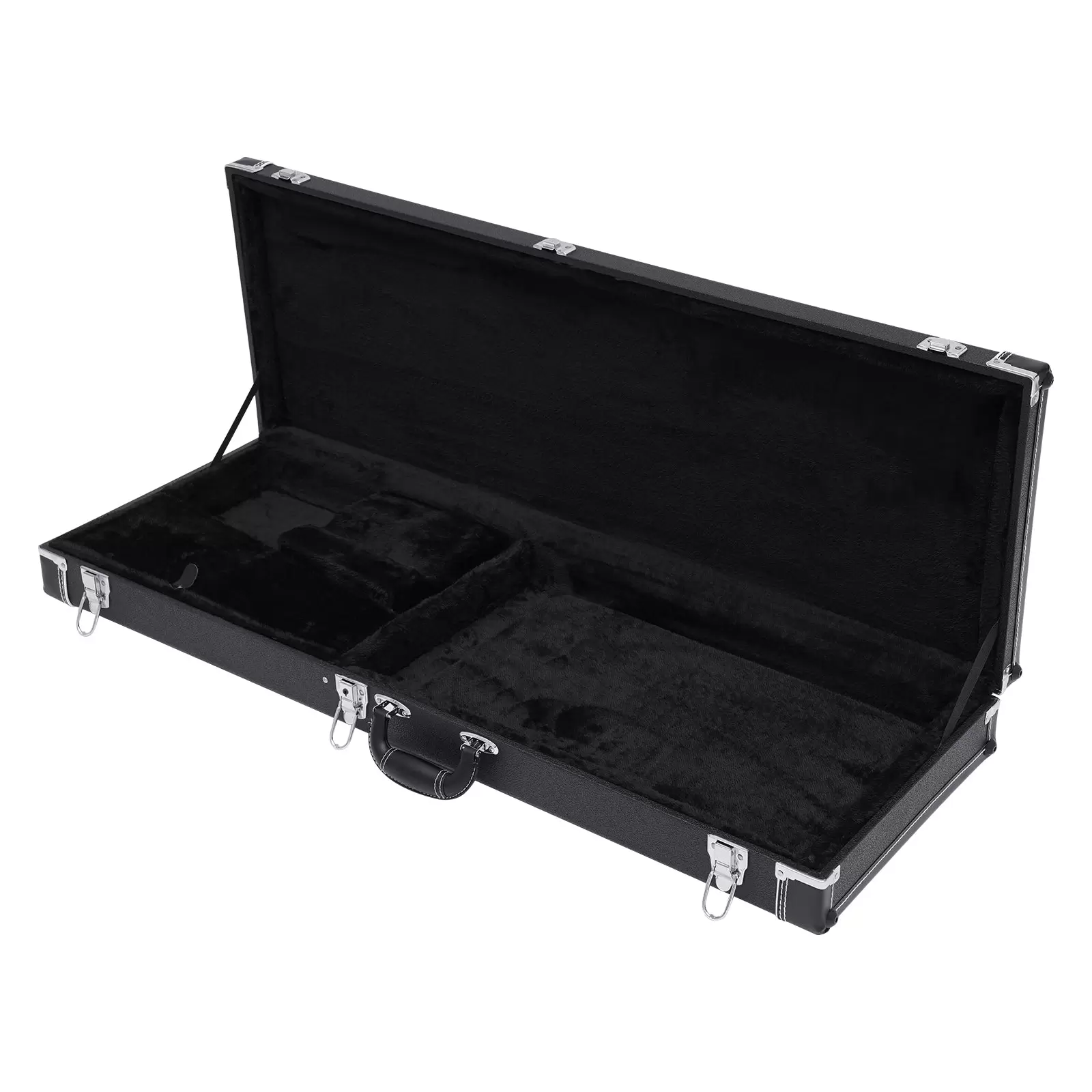 Hartschalenkoffer für E-Gitarre, Rechteckige Holz-Hartschalentasche für ST TL Style mit Verriegelungspolsterung (Schwarz)