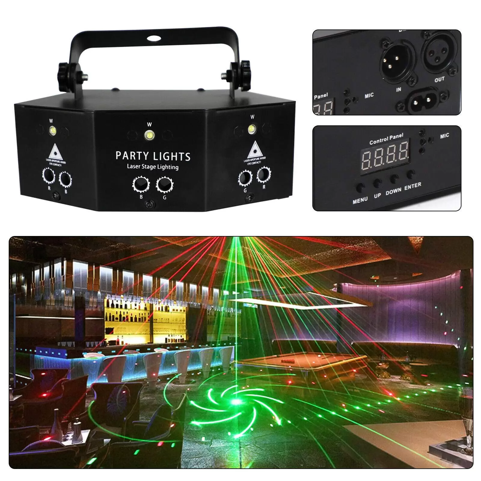 9-Eyes Laser LED RGB Licht DJ Projektor Disco Bühnenbeleuchtung Lichteffekt DMX Effektstrahler Geschenk