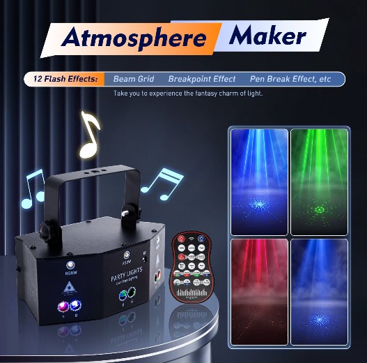 9-Eyes Laser LED RGB Licht DJ Projektor Disco Bühnenbeleuchtung Lichteffekt DMX Effektstrahler Geschenk