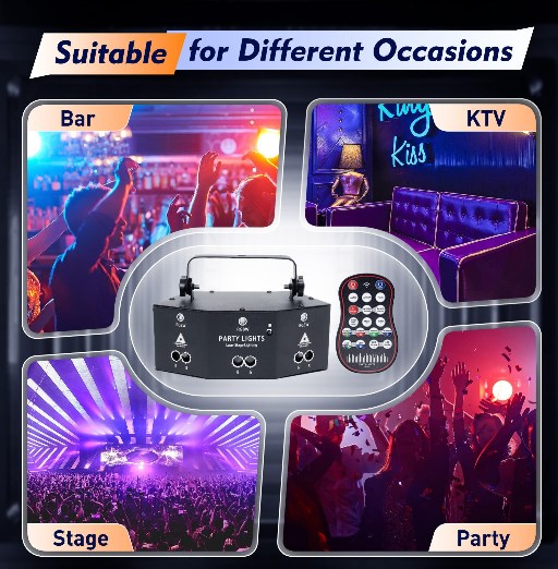 9-Eyes Laser LED RGB Licht DJ Projektor Disco Bühnenbeleuchtung Lichteffekt DMX Effektstrahler Geschenk