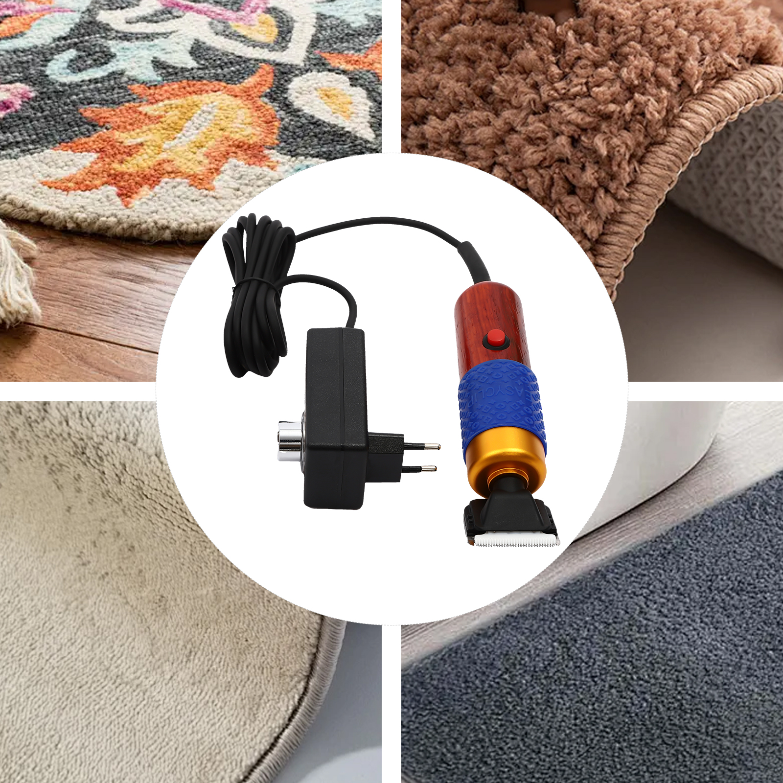 Teppichschneider mit Scherführung, vibrationsarmer Teppichschneider, für Teppiche