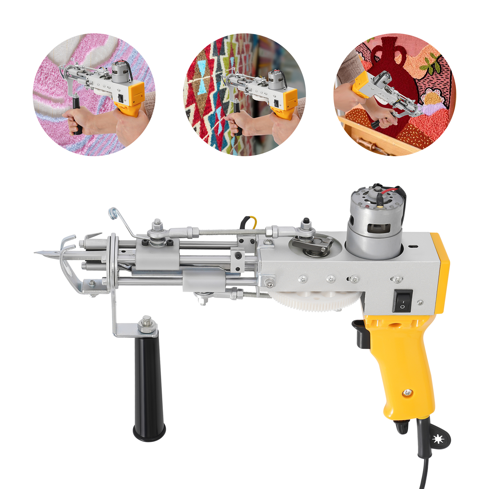 2 in 1 carpet weaving gun, tufting gun, carpet loom - yellow
