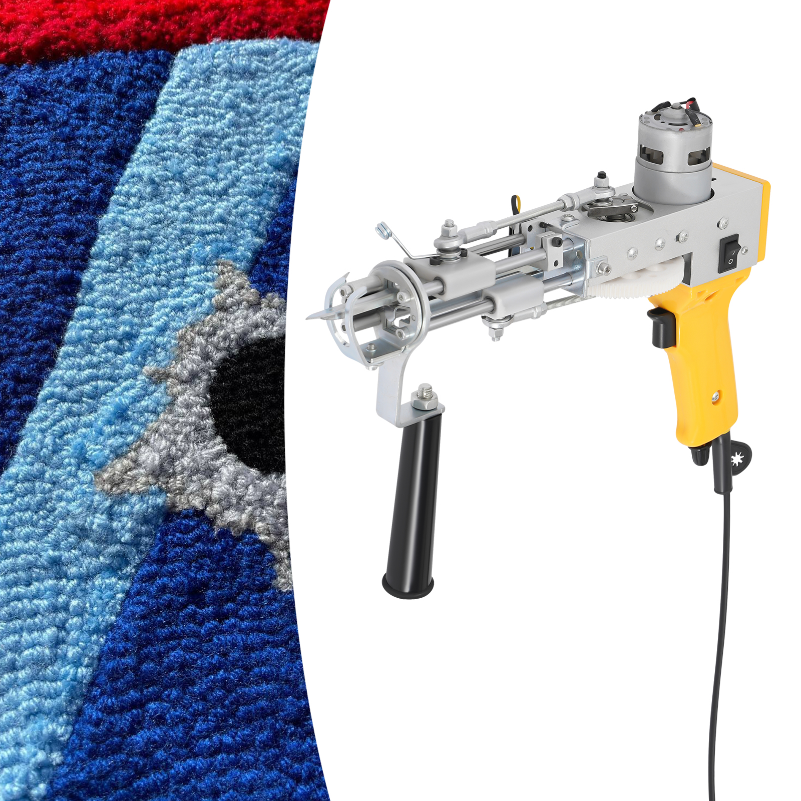 2-in-1-Teppichwebpistole, Tuftingpistole, Teppichwebstuhl – gelb