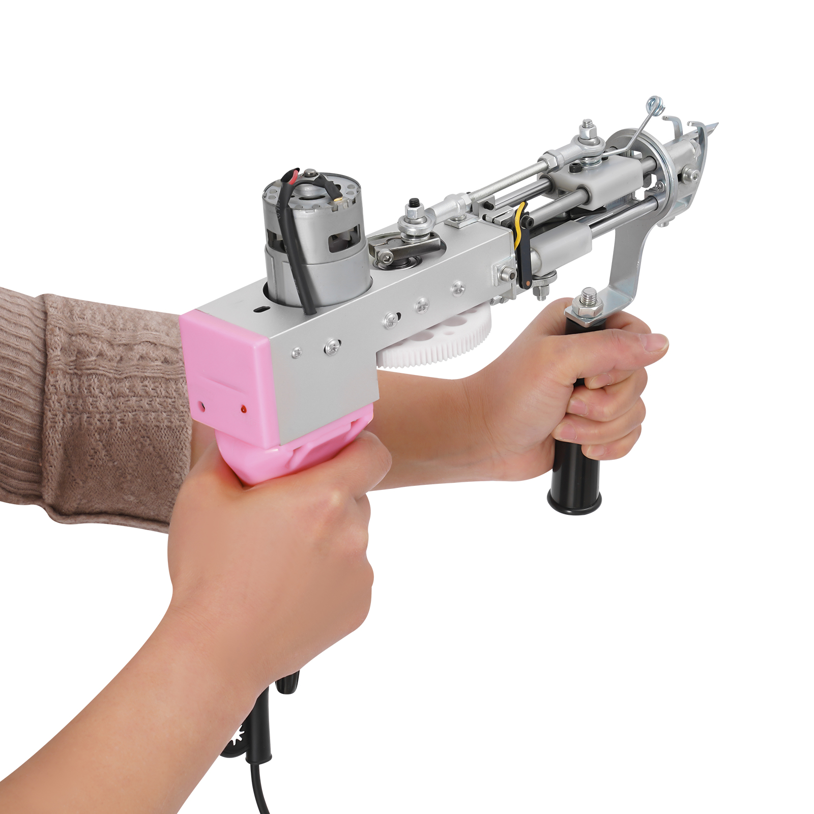 2-in-1-Teppichwebpistole, Tuftingpistole, Teppichwebstuhl – rosa