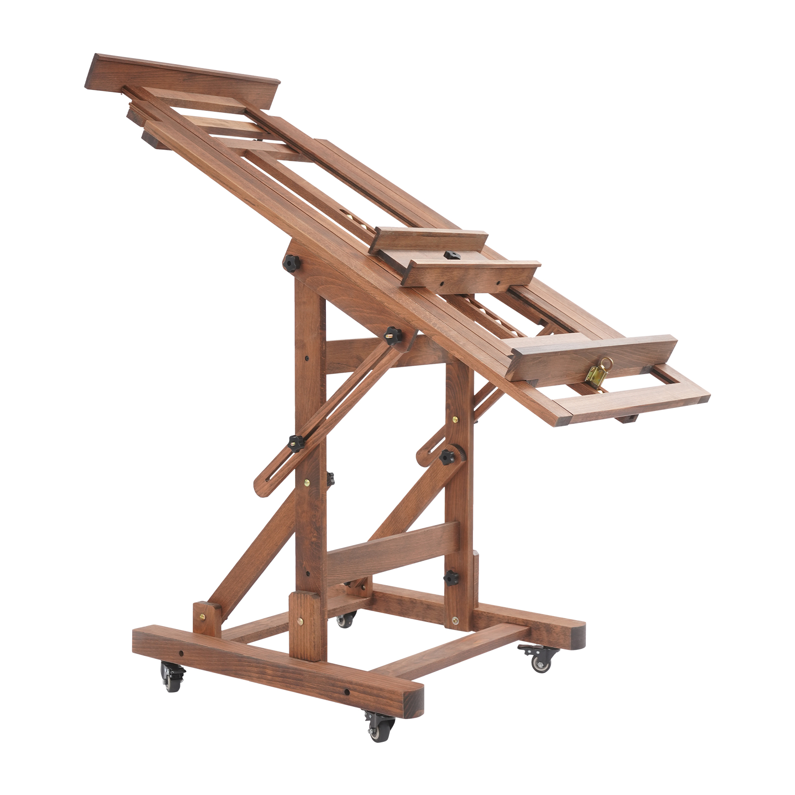 Chevalet d'atelier DHJ-3 60 x 65 x 140-300 cm pour peinture, chevalet d'artiste professionnel, support pour chevalet d'art - Couleur rétro