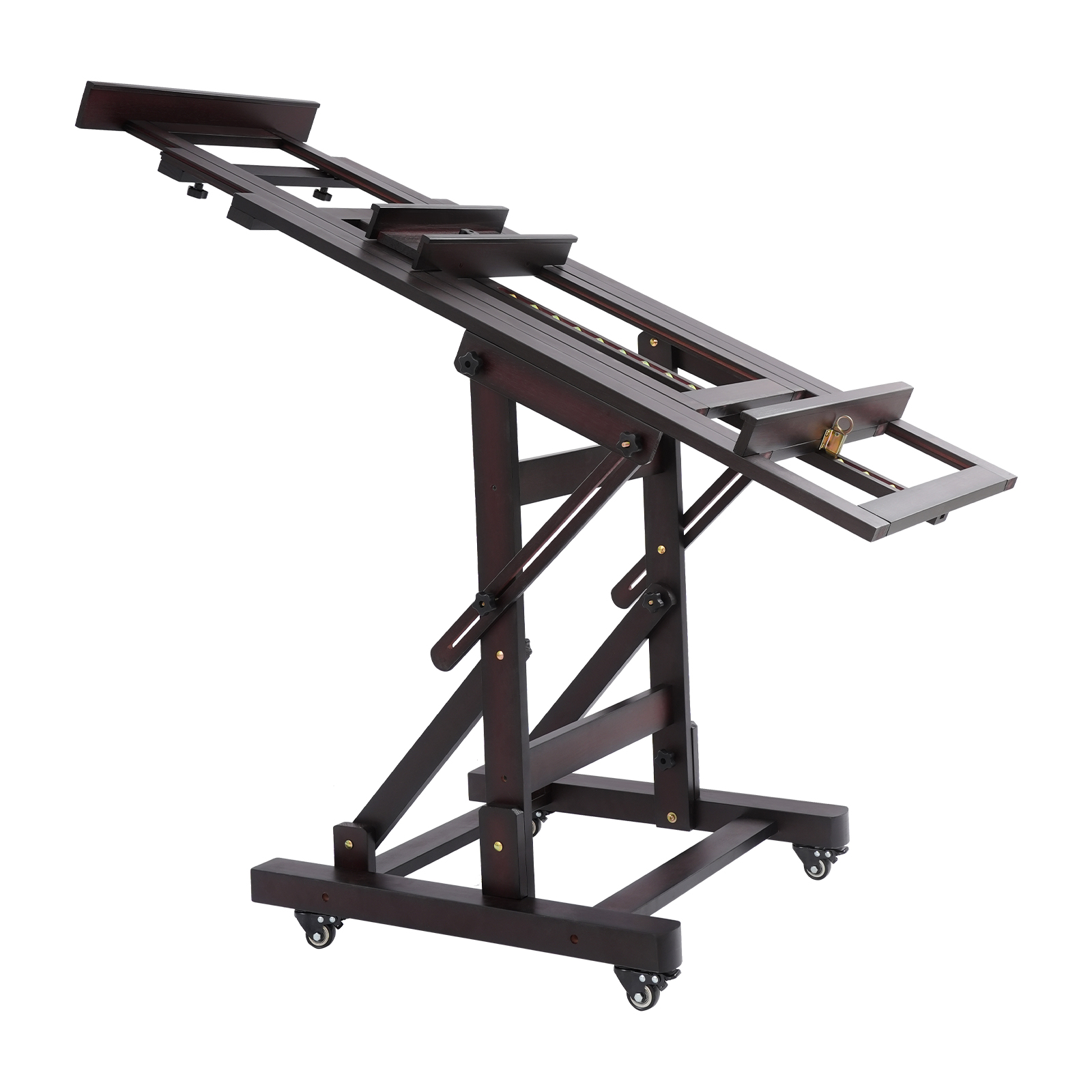 Chevalet d'atelier DHJ-3 60 x 65 x 140-300 cm pour peinture, chevalet d'artiste professionnel, support pour chevalet d'art - Couleur noyer noir