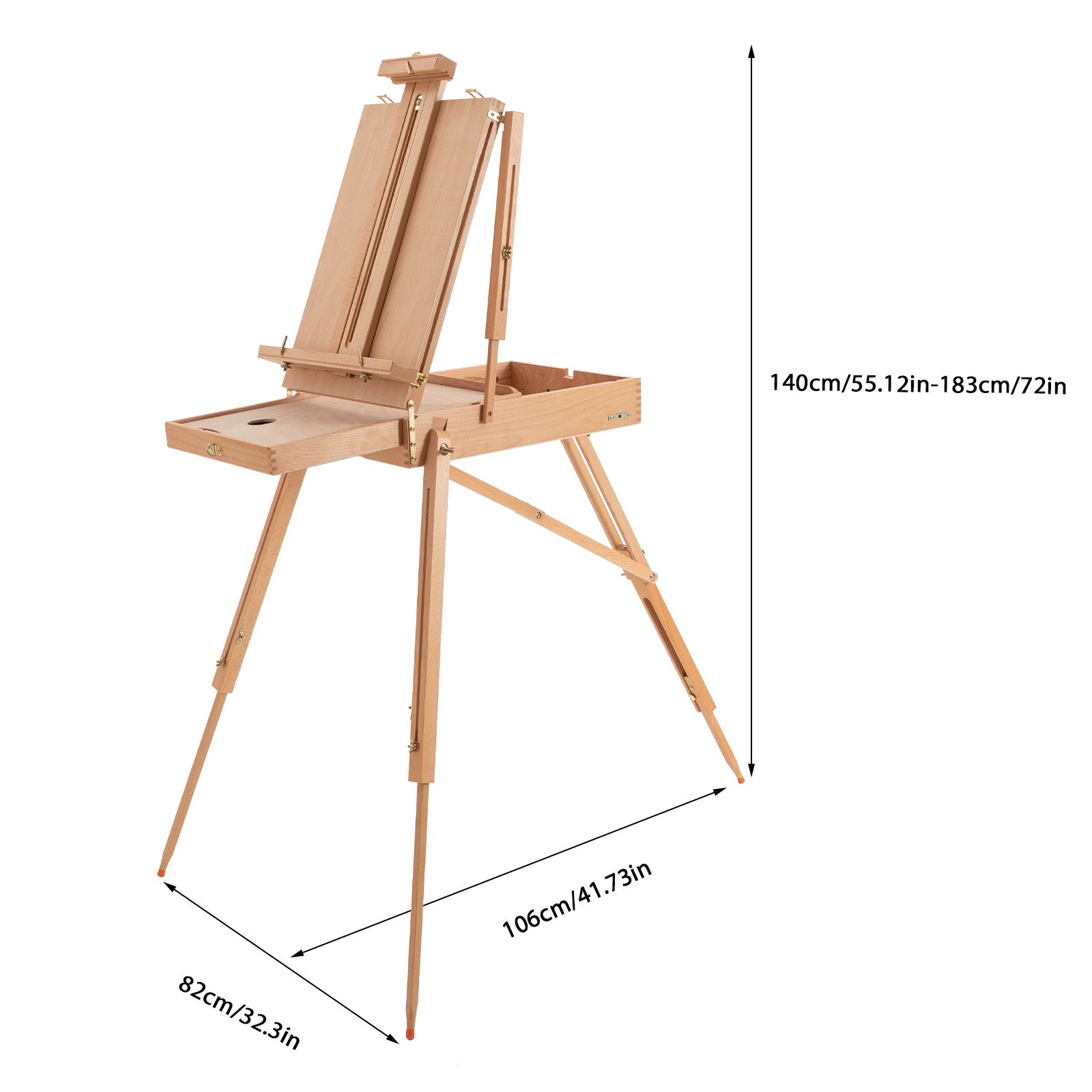 Holzstaffelei im französischen Stil mit klappbaren Beinen, Schublade und Palettenablage, Staffelei zum Zeichnen und Präsentieren Holzstaffelei im französischen Stil mit klappbaren Beinen, Schublade und Palettenablage, Staffelei zum Zeichnen und Präsentieren