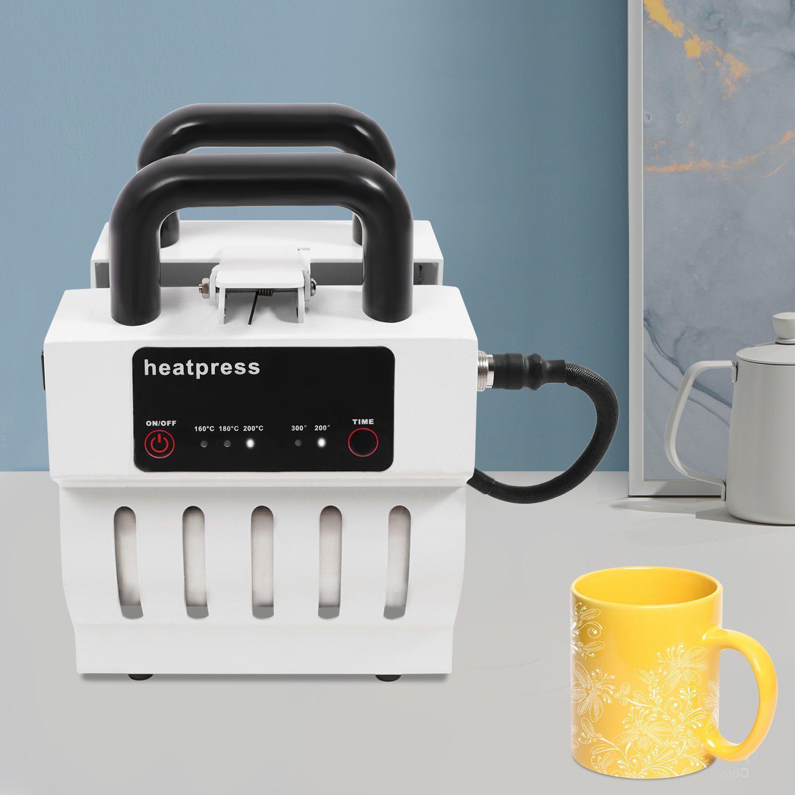 White Cup Press Heat Machine, Cup Heat Press, Mini Cup Press Machine for 10-11oz Mugs, Glass Cups