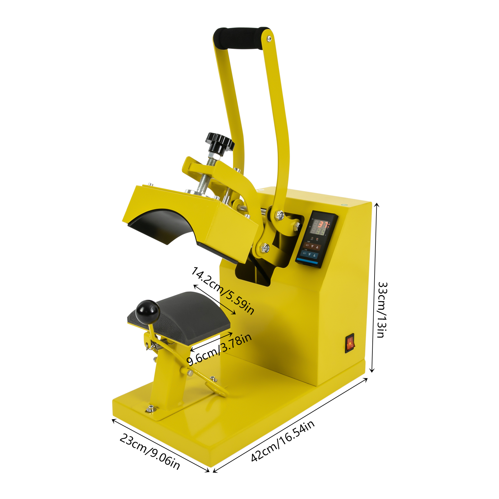 Kappen-Hitzepresse-Maschine, gelb, Hochleistungs-Hitzepresse Kappen-Hitzepresse-Maschine, gelb, Hochleistungs-Hitzepresse
