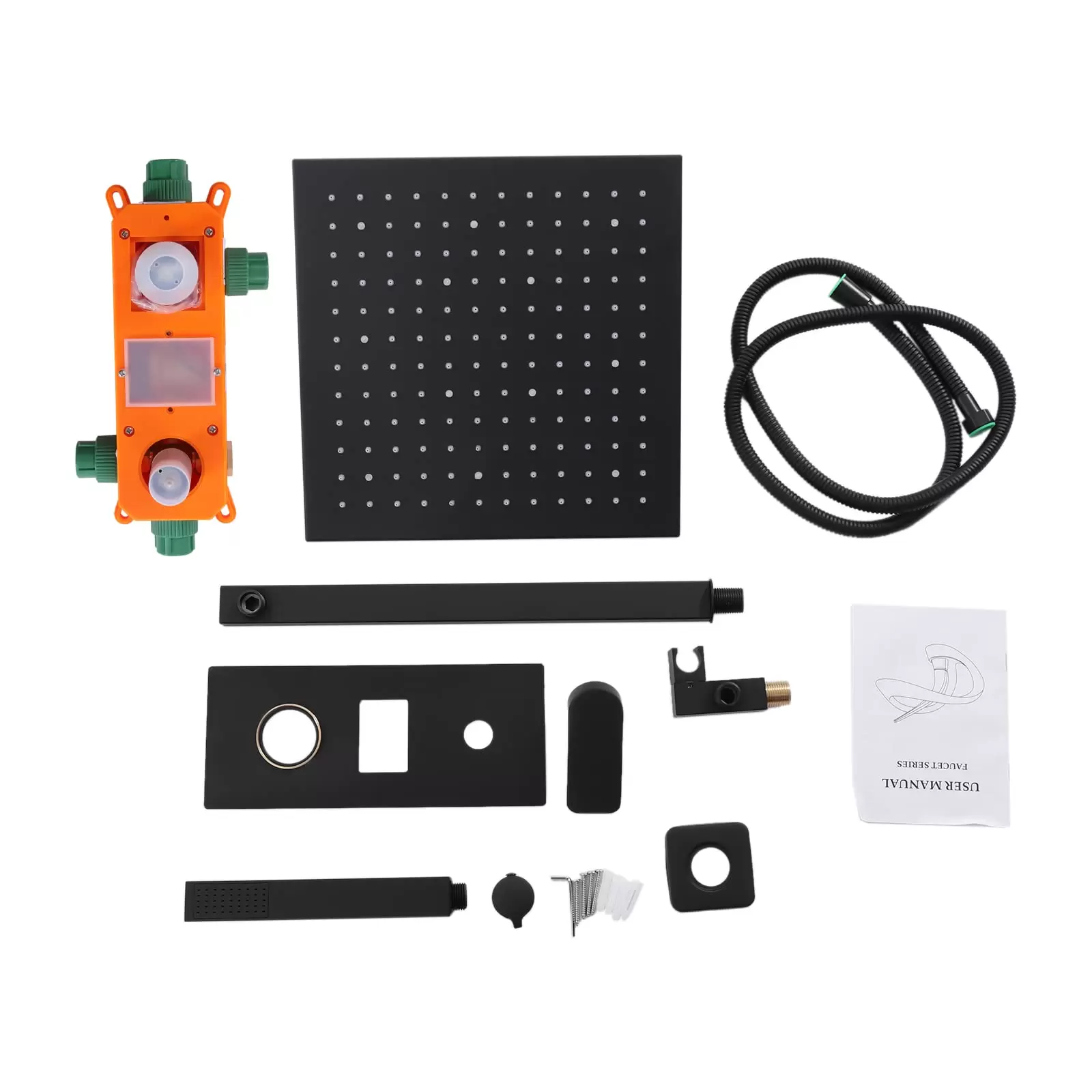 12 Zoll Schwarz Unterputz Duschsystem Regenbrause Armatur System LED Matt Moderne Lufteinblasbrausegarnitur 30 x 30 cm eckigem Brausekopf